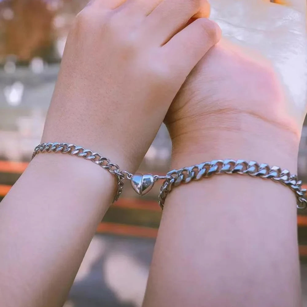 Magnetic Heart Couple Bracelets – 2PCS Matching Chain Set