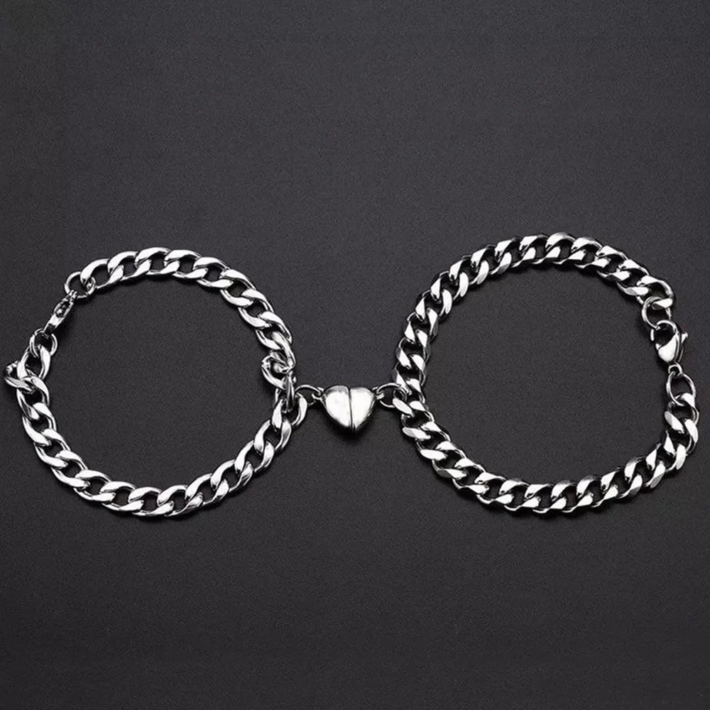 Magnetic Heart Couple Bracelets – 2PCS Matching Chain Set