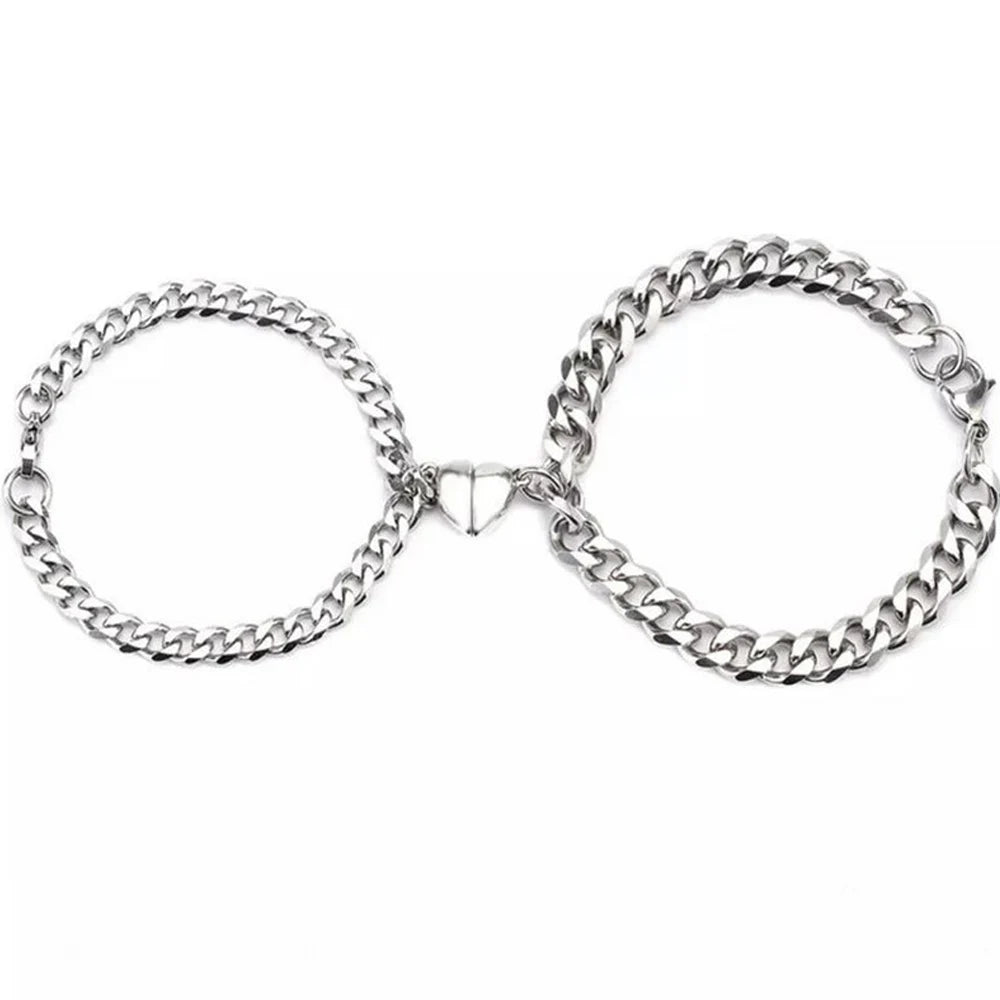 Magnetic Heart Couple Bracelets – 2PCS Matching Chain Set